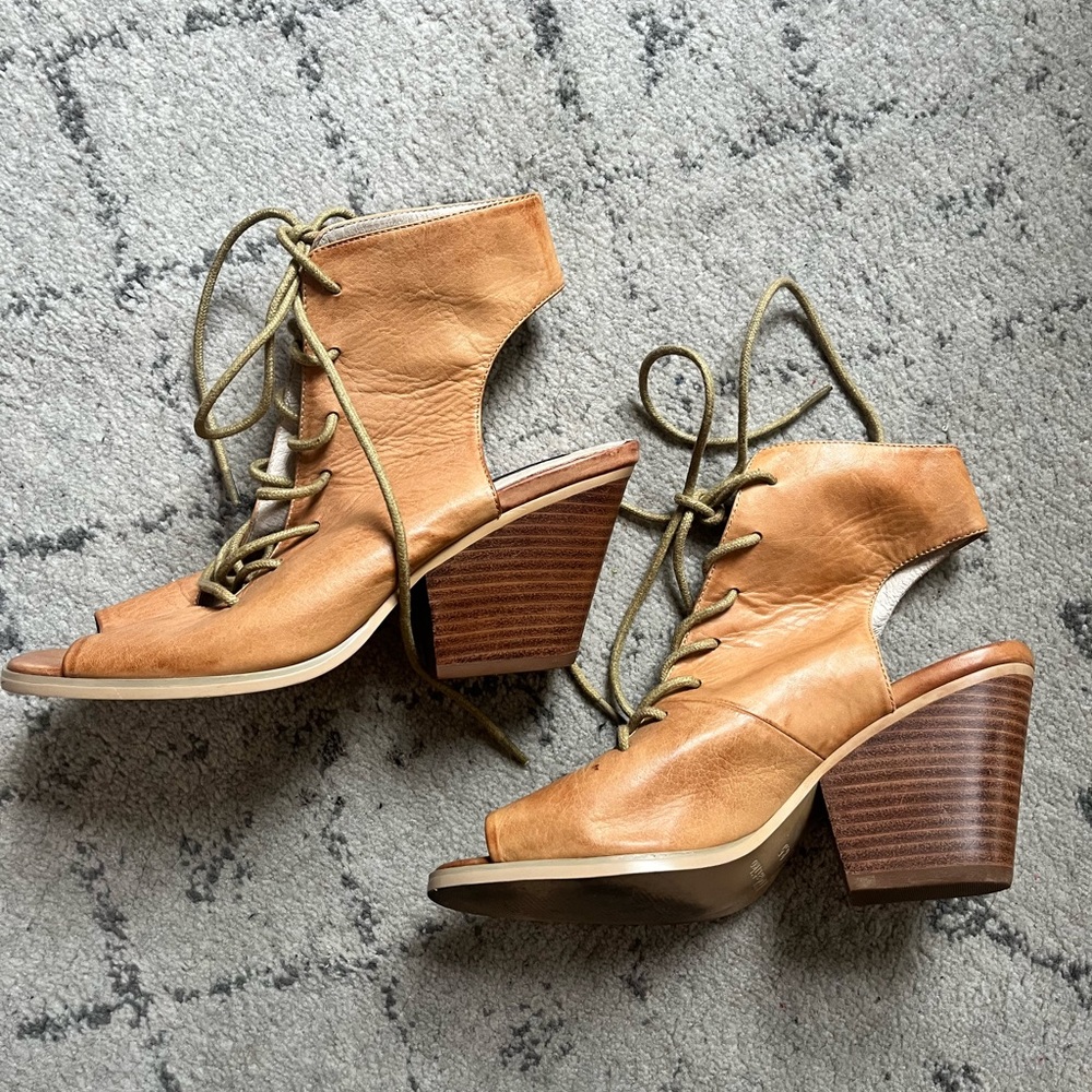 Matiko Leather Lace Up Heeled Sandals